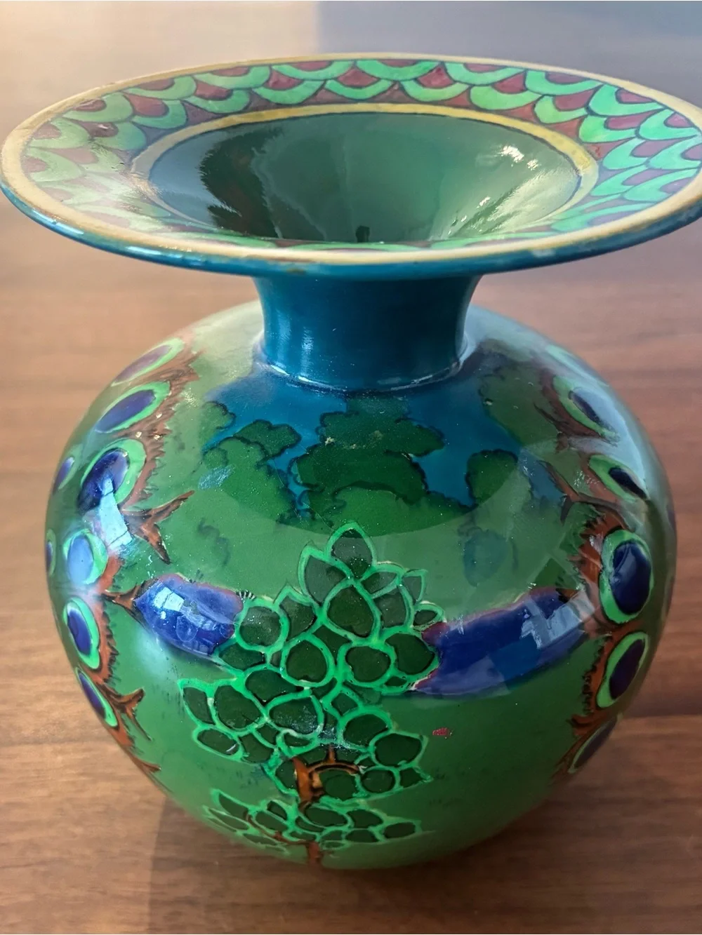 Wileman Intarsio Peacock Vase